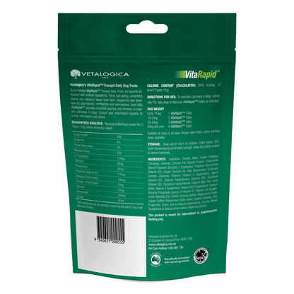 Vetralogica Vitarapid product packaging with text and branding on a green background