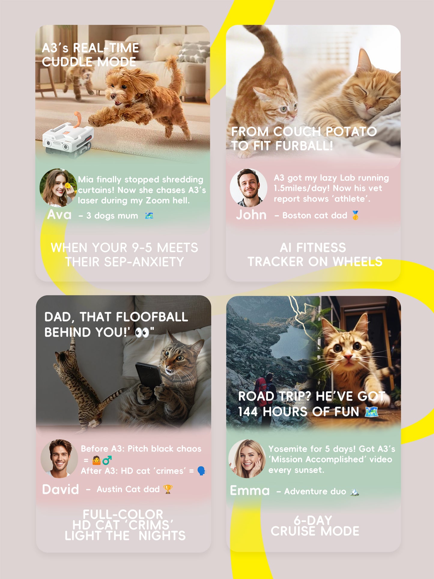 PICKFUN A3 Pet Robot side view showing camera and sensors