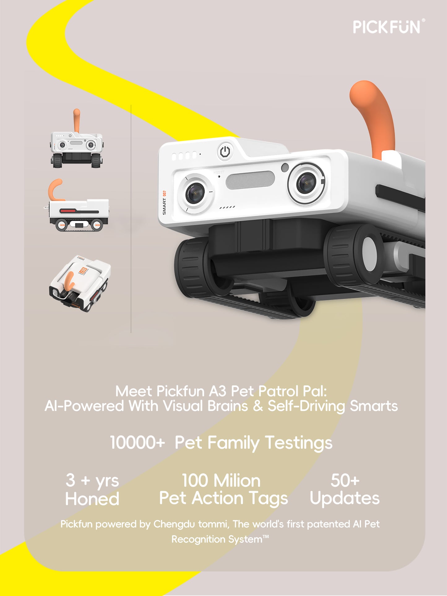 Pickfun A3 Pet Patrol Pat device with text on a gray background