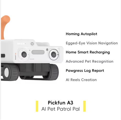 AI Pet Patrol Pal with features listed on a white background