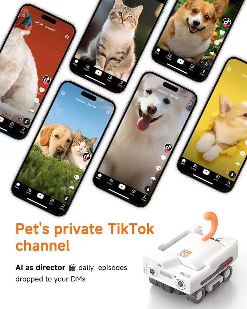 Pickfun AI Pet Robot - Smart Mobile Pet Camera & Monitor for Dogs & Cats - App Controlled Interactive Companion for Separation Anxiety