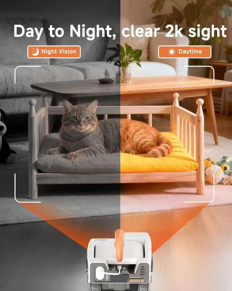 Pickfun AI Pet Robot - Smart Mobile Pet Camera & Monitor for Dogs & Cats - App Controlled Interactive Companion for Separation Anxiety