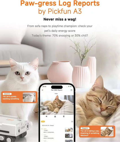 Pickfun AI Pet Robot - Smart Mobile Pet Camera & Monitor for Dogs & Cats - App Controlled Interactive Companion for Separation Anxiety