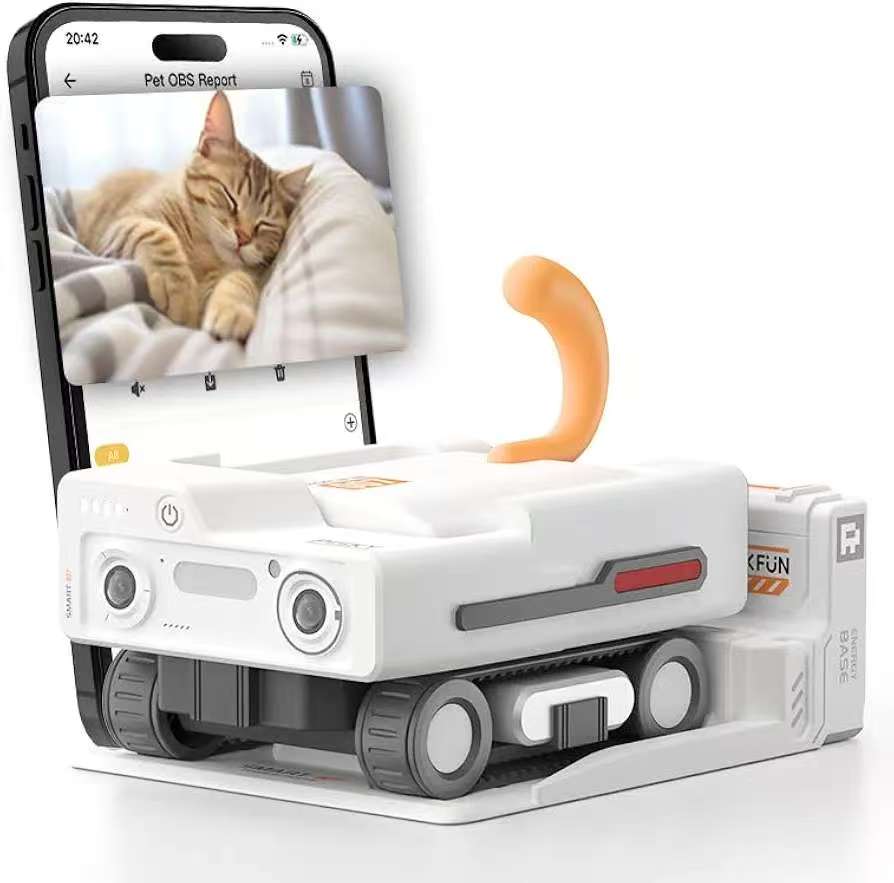 Pickfun AI Pet Robot - Smart Mobile Pet Camera & Monitor for Dogs & Cats - App Controlled Interactive Companion for Separation Anxiety